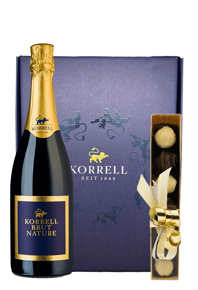 Korrell Brut Nature mit Pralinen 