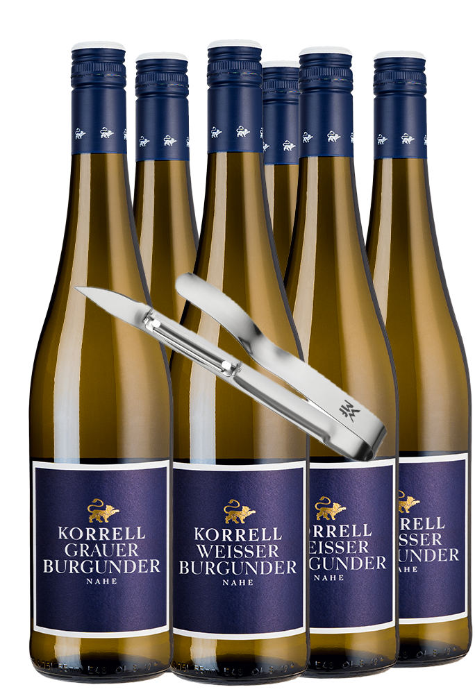 6er Paket mit Weißburgunder & Grauburgunder mit WMF Spargelschäler
